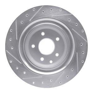 Infiniti G37 Brake Rotor (1) - Rear Right - R1 Concepts - Drilled & Slotted - Silver - `07-`15
